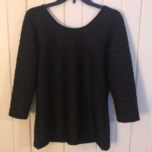 Black textured three-quarter top
